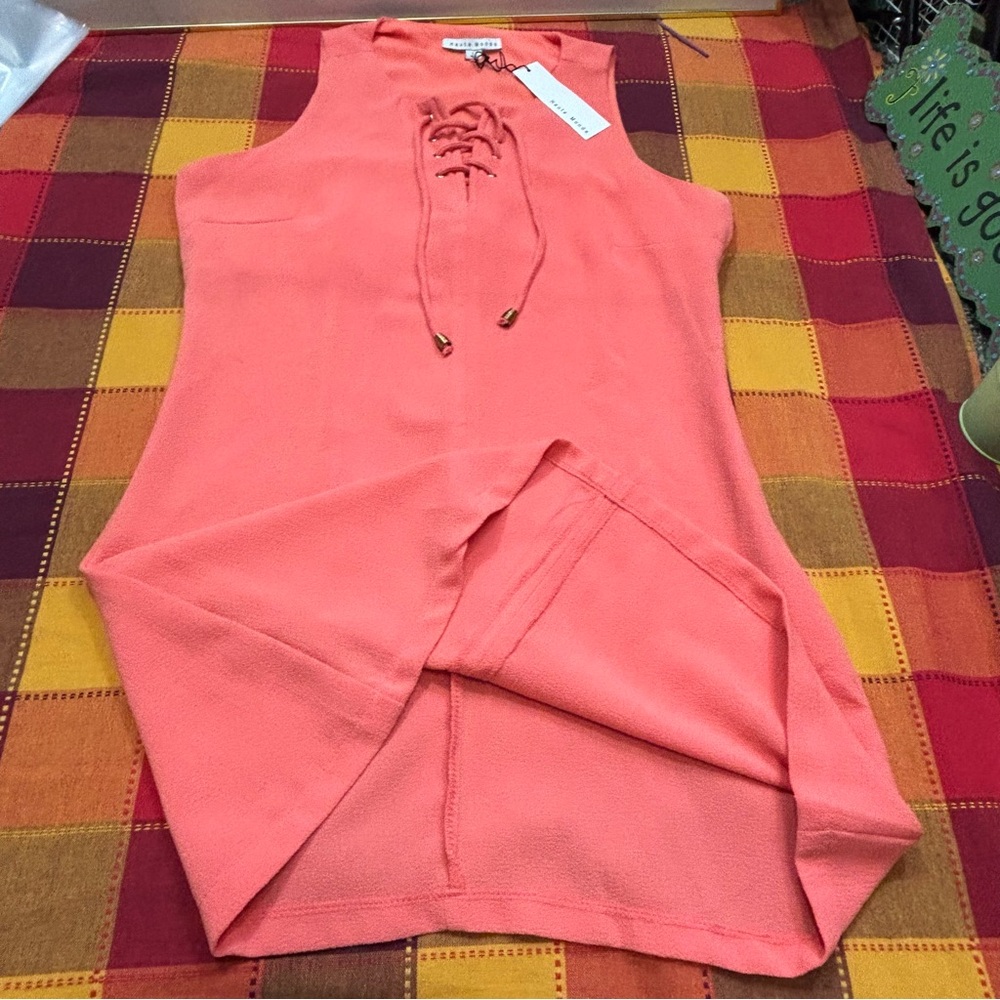 Coral Sleeveless Lace-Up dress - Picture 10 of 12